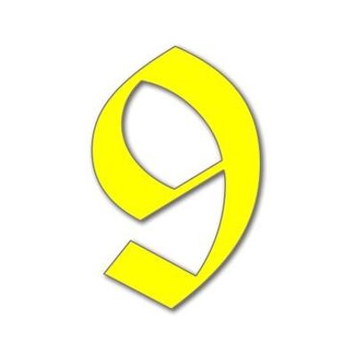 House Number Old English 9 - yellow - 20cm / 7.9'' / 200mm