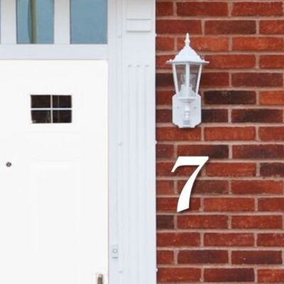 House number Old English 7 - white - 15cm / 5.9'' / 150mm