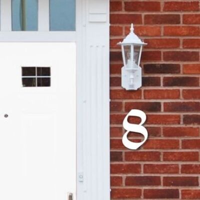 House Number Old English 8 - white - 15cm / 5.9'' / 150mm