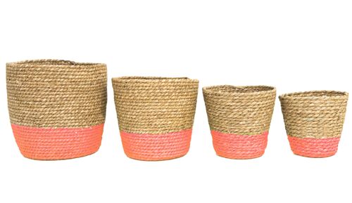 Cattail Basket Set/4 coral
