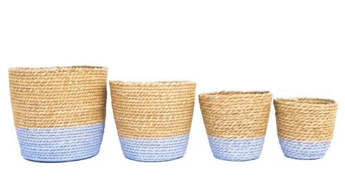 Cattail Basket Set/4 hellblau