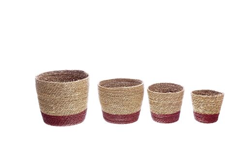 Cattail Basket Set/4 bordeaux