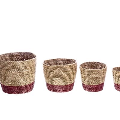 Cattail Basket Set / 4 burgundy