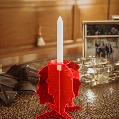Face Candle Holder - Neon Red (Translucent)