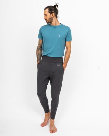 Yoga Outfit Gris & Aegis Blue Classic | Pantalon & T-shirt IKARUS 1
