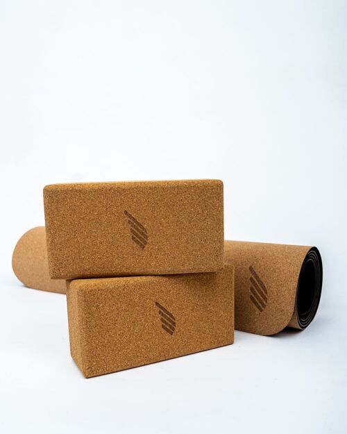 IKARUS cork bundle yoga mat & 2x yoga block | Yoga and fitness
