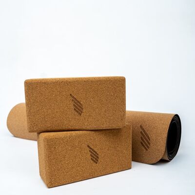 IKARUS cork bundle yoga mat & 2x yoga block | Yoga and fitness