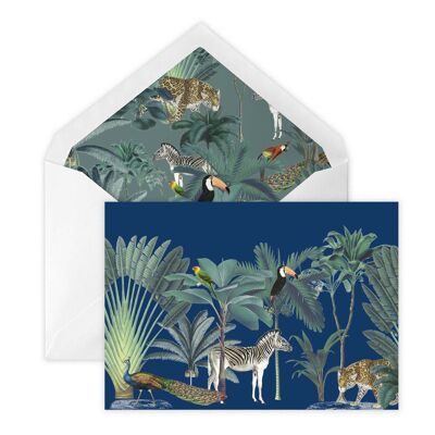 Darwins Menagerie Navy Greetings Card (Blank)