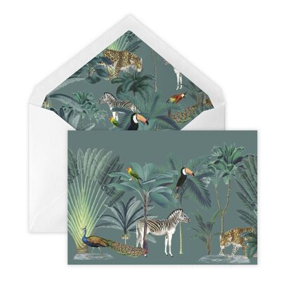 Darwin's Menagerie Green Greetings Card (Blank)