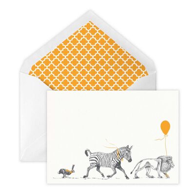 Geburtstagsparade "Der Löwe, das Zebra und der Hase" Happy Birthday Karte