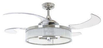 FANAWAY - Ventilateur de plafond Corbelle avec pales extensibles et lampe design, avec télécommande, chrome 1