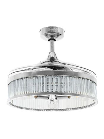 FANAWAY - Ventilateur de plafond Corbelle avec pales extensibles et lampe design, avec télécommande, chrome 2