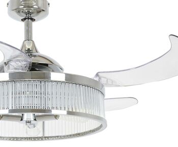 FANAWAY - Ventilateur de plafond Corbelle avec pales extensibles et lampe design, avec télécommande, chrome 3