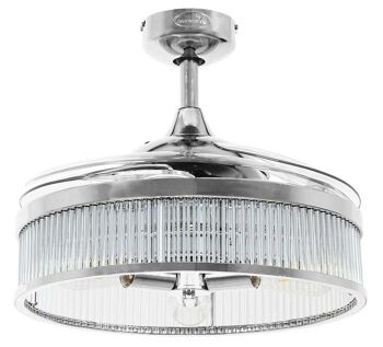 FANAWAY - Ventilateur de plafond Corbelle avec pales extensibles et lampe design, avec télécommande, chrome 4