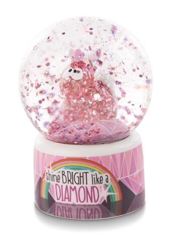 Boule Secouante Licorne Diamant Rose 6.5cm 4