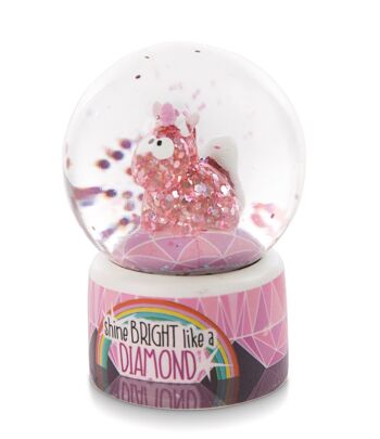 Boule Secouante Licorne Diamant Rose 6.5cm 1