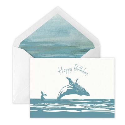Biglietto di auguri per il compleanno della balena viola