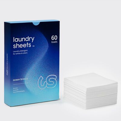 Sábanas para lavandería - Sábanas para detergente para ropa Ocean Breeze (60 cargas/lavados)