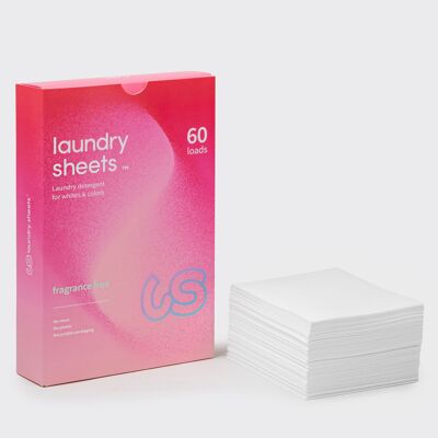 Sábanas para lavandería - Sábanas para detergente para ropa sin fragancia (60 cargas/lavados)