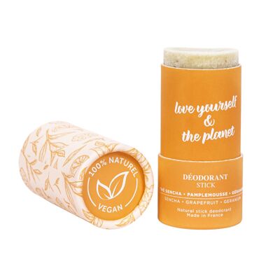 100% natural solid deodorant with Sencha Tea + Grapefruit + Geranium