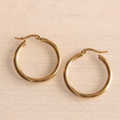 Stainless steel creoles 30mm “basic” – gold