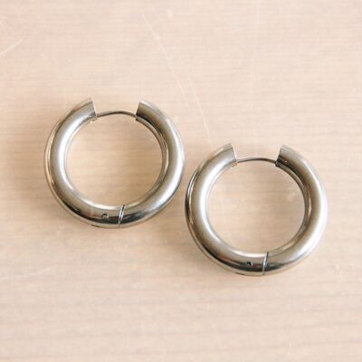 Stainless steel creoles 20mm "basic" – silver