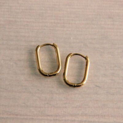 EA554: Stainless steel creoles oval 16mm "basic" - gold