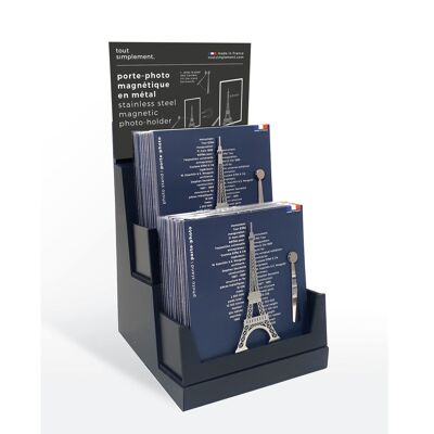 Expositor completo de 48 portafotos metálicos magnéticos - París + expositor gratuito