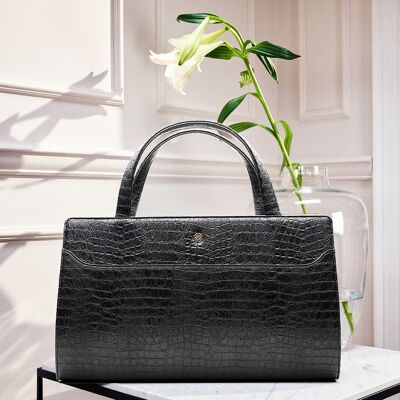 Shopper Trés Chic In Black (Printed Faux Leather)