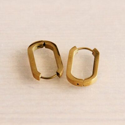 EA558: Orecchini ovali "larghi" in acciaio inossidabile - oro