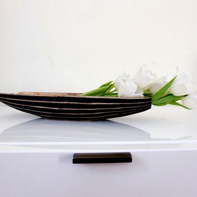 Wooden bowl, fruit bowl, salad bowl, Lamina model in natural choco, L41xW15xH7.5cm