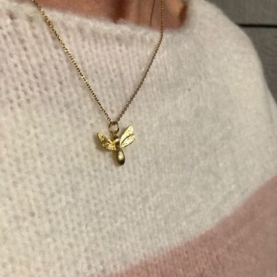 bee happy necklace gold