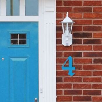 Numéro de maison Old English 4 - bleu clair - 15cm / 5.9'' / 150mm 3