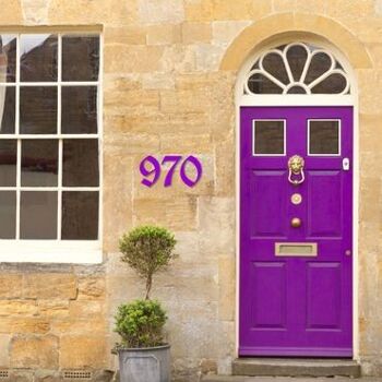 Numéro de maison Old English 4 - violet - 15cm / 5.9'' / 150mm 5