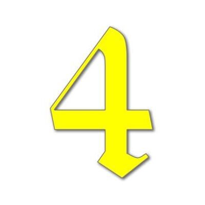House Number Old English 4 - yellow - 15cm / 5.9'' / 150mm