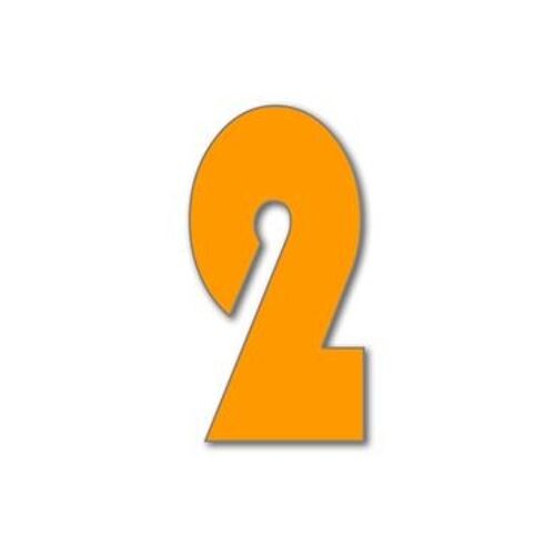 House Number Bauhaus 2 - orange - 20cm / 7.9'' / 200mm