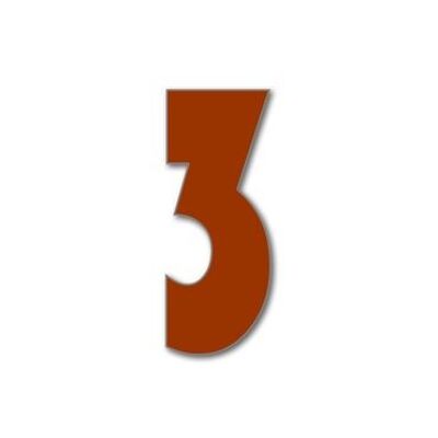 Numero civico Bauhaus 3 - marrone - 15 cm / 5,9'' / 150 mm