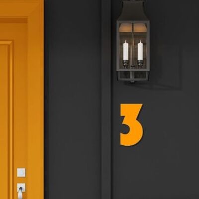 House Number Bauhaus 3 - orange - 15cm / 5.9'' / 150mm