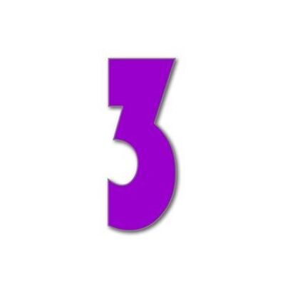 House Number Bauhaus 3 - purple - 15cm / 5.9'' / 150mm