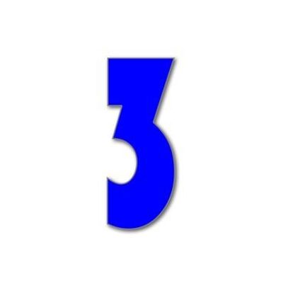 Numero civico Bauhaus 3 - blu - 20 cm / 7,9'' / 200 mm