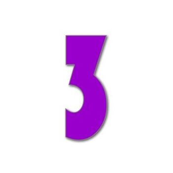 Numéro de maison Bauhaus 3 - violet - 25cm / 9.8'' / 250mm 1