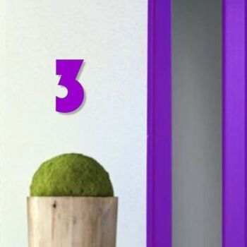 Numéro de maison Bauhaus 3 - violet - 25cm / 9.8'' / 250mm 3