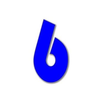 Numéro de maison Bauhaus 6 - bleu - 15cm / 5.9'' / 150mm