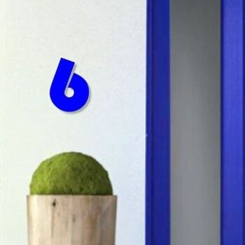 Numéro de maison Bauhaus 6 - bleu - 15cm / 5.9'' / 150mm 3