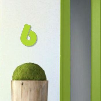 Numéro de maison Bauhaus 6 - vert citron - 15cm / 5.9'' / 150mm 3
