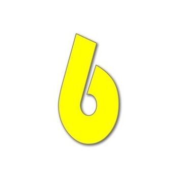 Numéro de maison Bauhaus 6 - jaune - 15cm / 5.9'' / 150mm 1