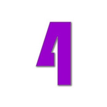 Numéro de maison Bauhaus 4 - violet - 15cm / 5.9'' / 150mm 1