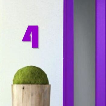 Numéro de maison Bauhaus 4 - violet - 15cm / 5.9'' / 150mm 3