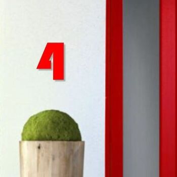 Numéro de maison Bauhaus 4 - rouge - 15cm / 5.9'' / 150mm 3