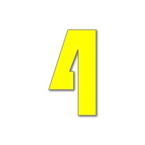 House Number Bauhaus 4 - yellow - 15cm / 5.9'' / 150mm